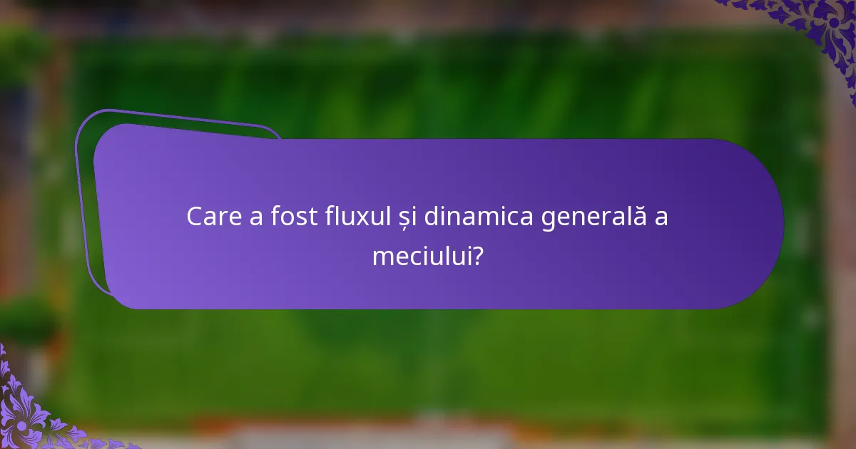 Care a fost fluxul și dinamica generală a meciului?