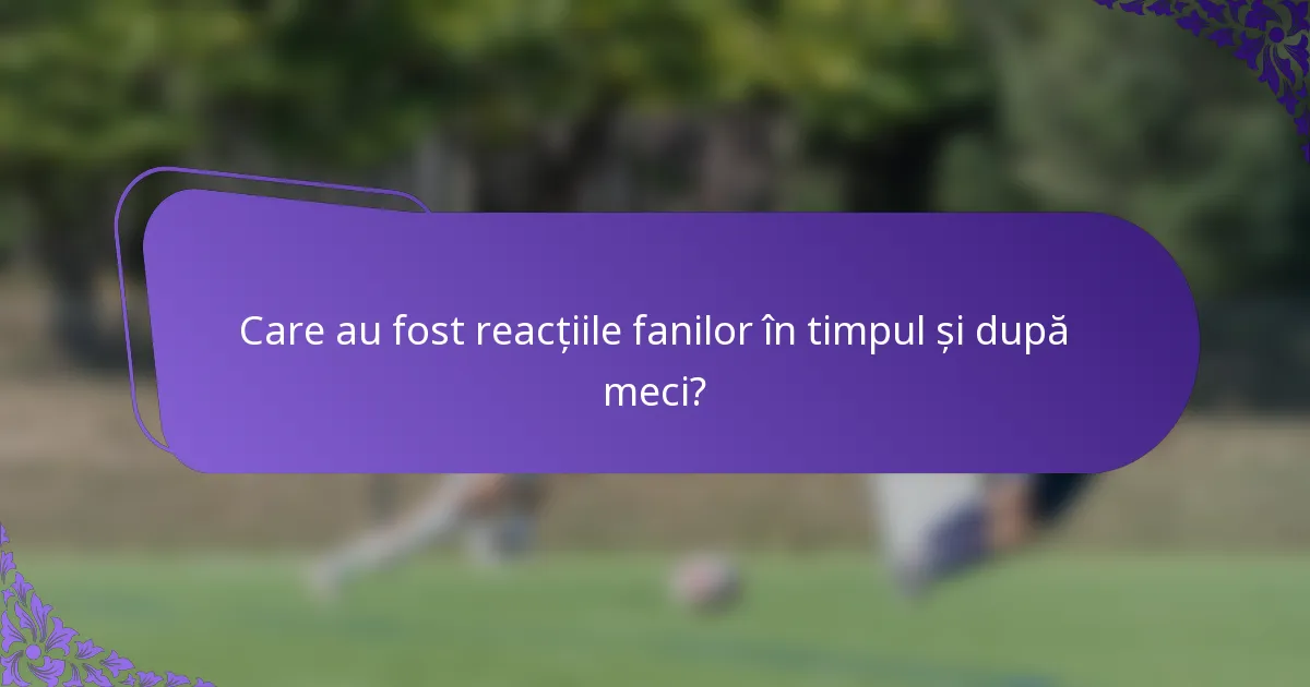 Care au fost reacțiile fanilor în timpul și după meci?