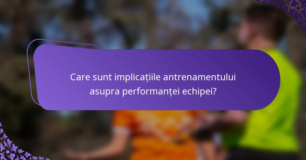 Care sunt implicațiile antrenamentului asupra performanței echipei?