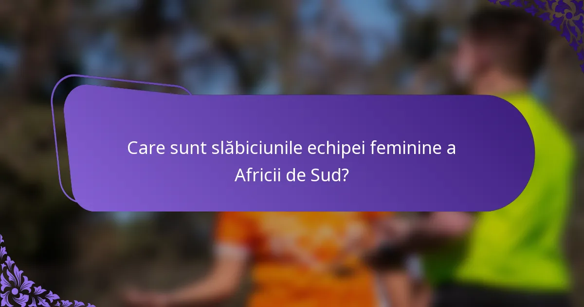 Care sunt slăbiciunile echipei feminine a Africii de Sud?