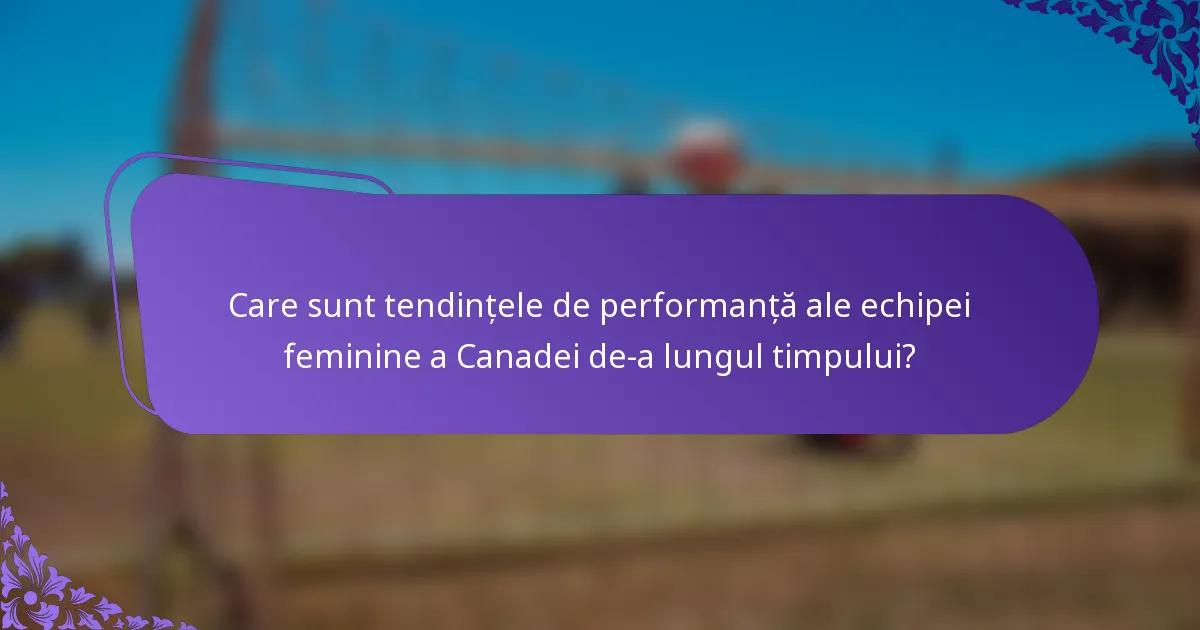 Care sunt tendințele de performanță ale echipei feminine a Canadei de-a lungul timpului?
