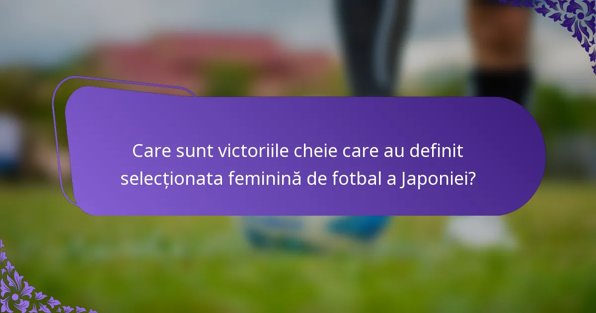 Care sunt victoriile cheie care au definit selecționata feminină de fotbal a Japoniei?