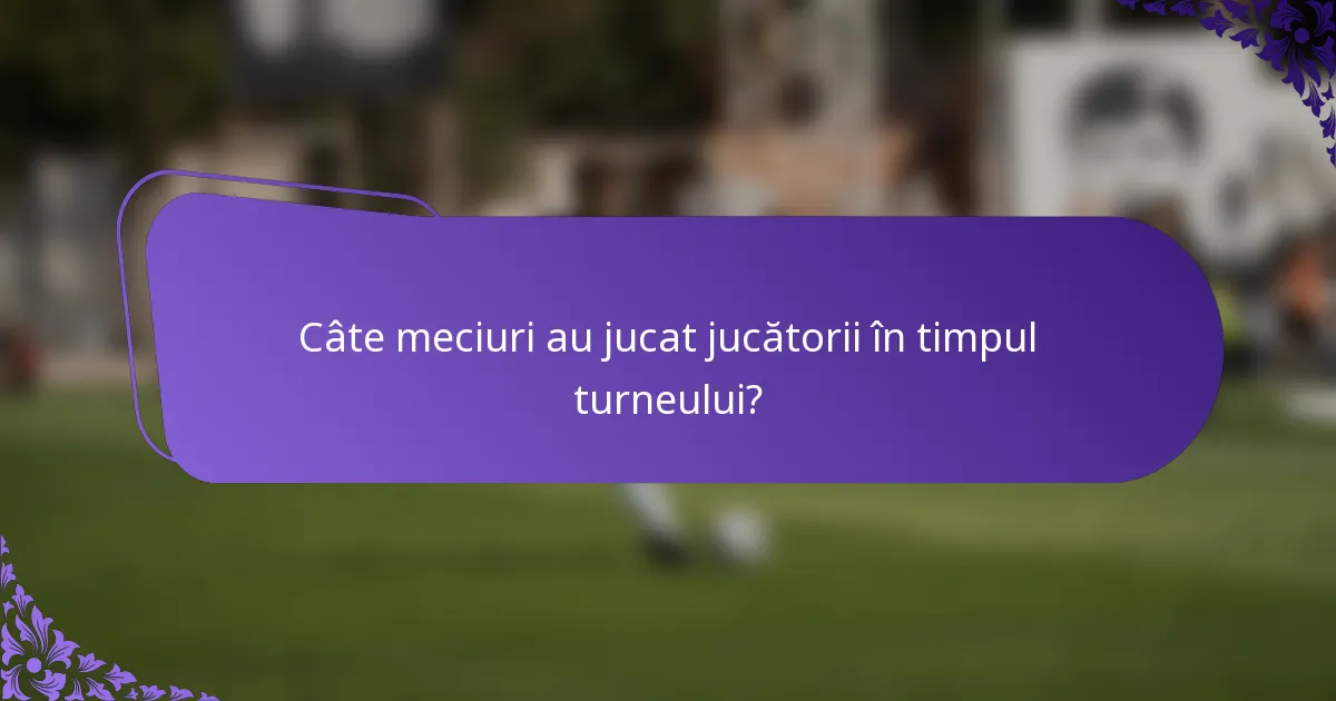 Câte meciuri au jucat jucătorii în timpul turneului?