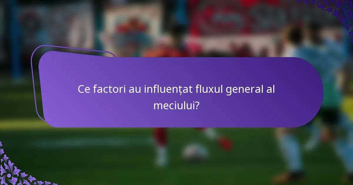 Ce factori au influențat fluxul general al meciului?
