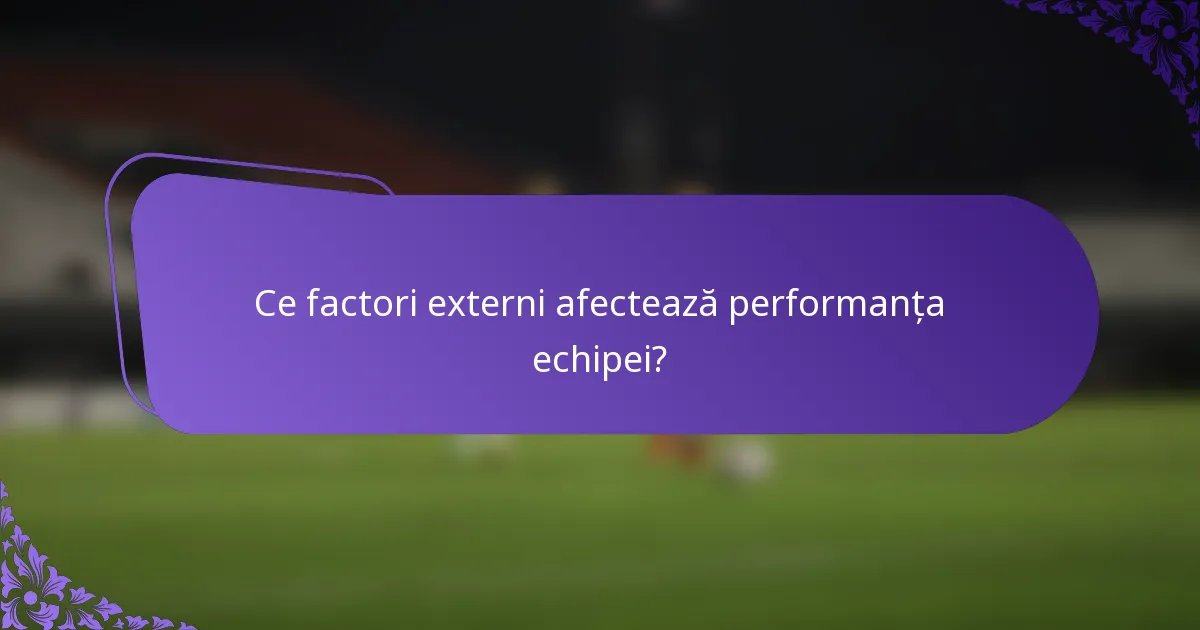 Ce factori externi afectează performanța echipei?